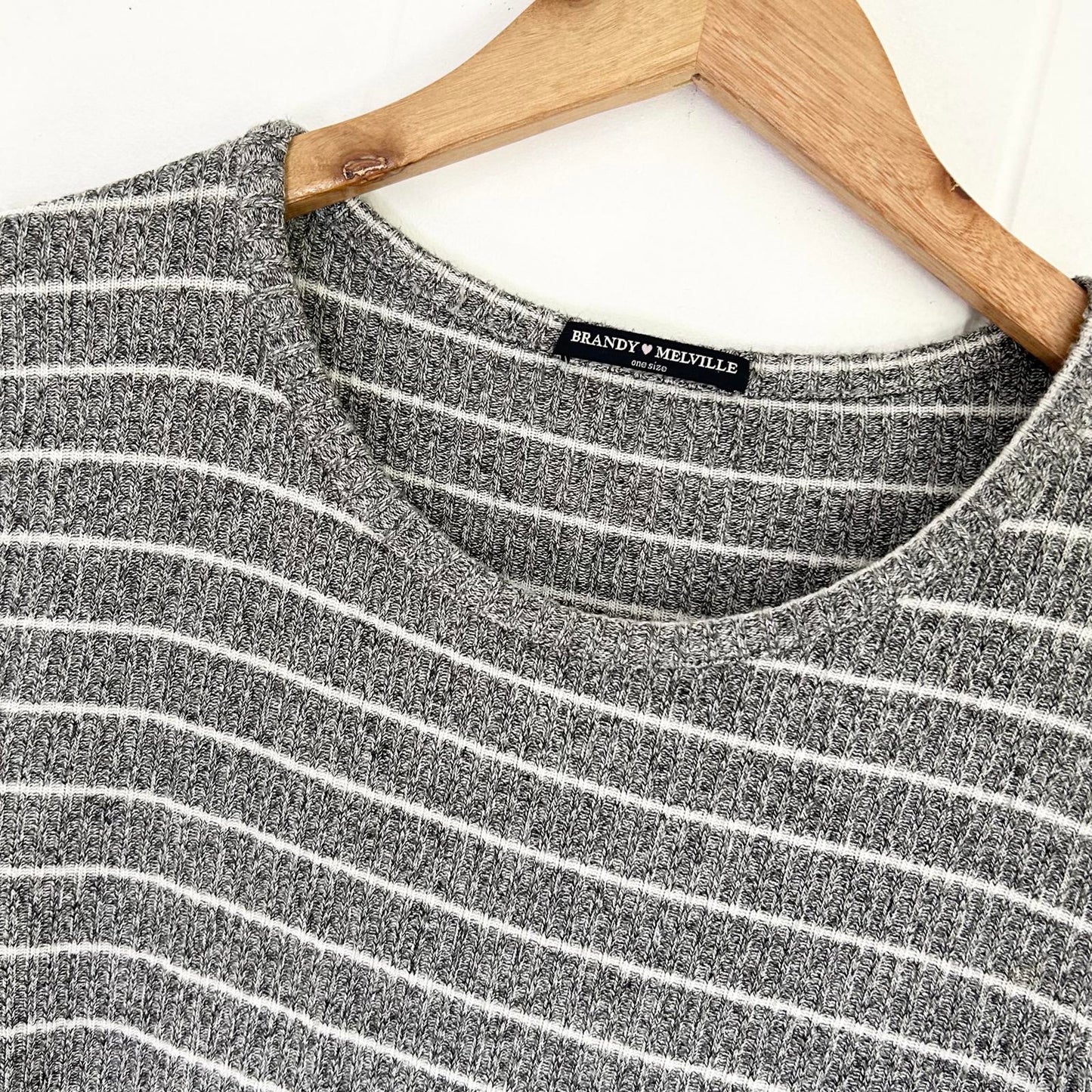 Brandy Melville Gray Striped Long Sleeve Top Cotton Blend Women's One Size
