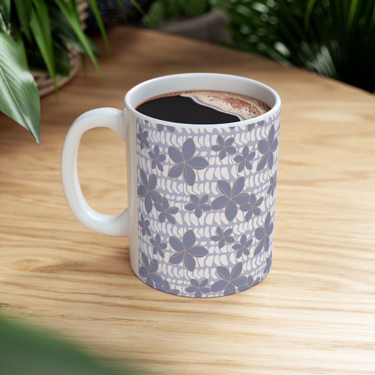 Purple Flower Hebrew Cone Shell Print Mug