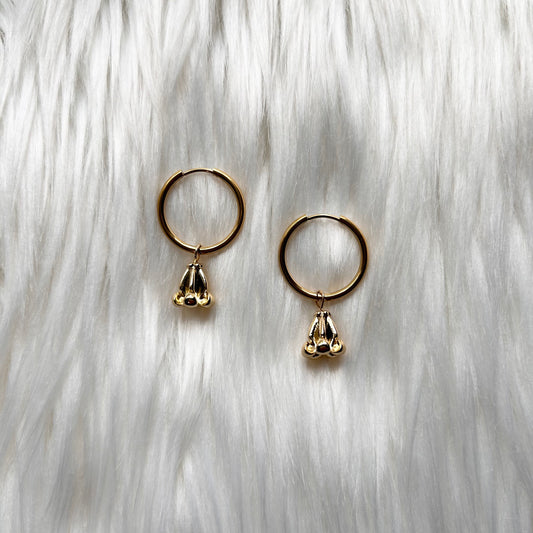 Crown Flower Gold Plated Hoops Huggie Dangle Earrings Charm Earrings | Hawaiian Flower | Gift for her | Mother's day | Christmas present