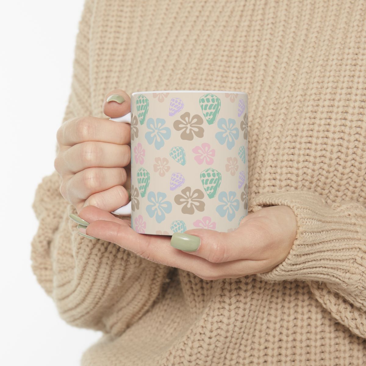 Pastel Flowers | Pastel Hebrew Cone Shell Mug