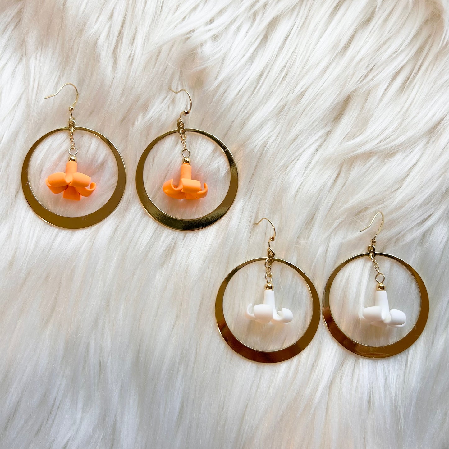 Puakenikeni Flower Gold Plated Hoops Dangle Hoop Earrings | Hawaiian Flower | Gift for her | Mother's Day | Christmas present