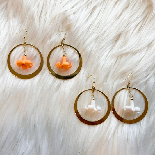Puakenikeni Flower Gold Plated Hoops Dangle Hoop Earrings | Hawaiian Flower | Gift for her | Mother's Day | Christmas present