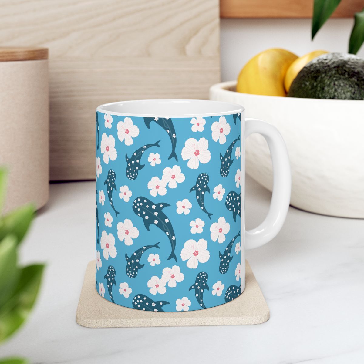 Hibiscus Whale Shark Mug
