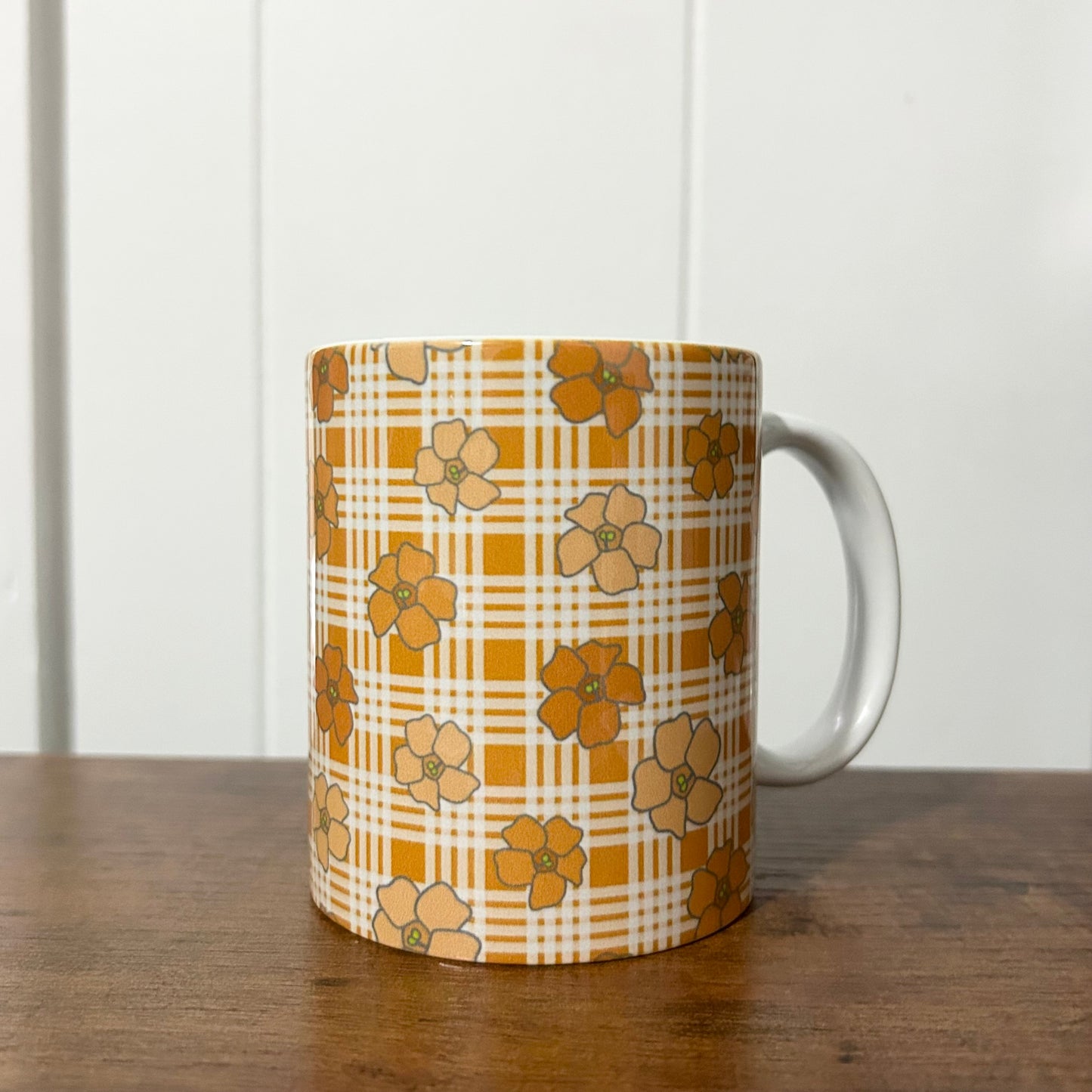 Hawaiian Print Hawaiian Flower Puakenikeni Orange Palaka Mug