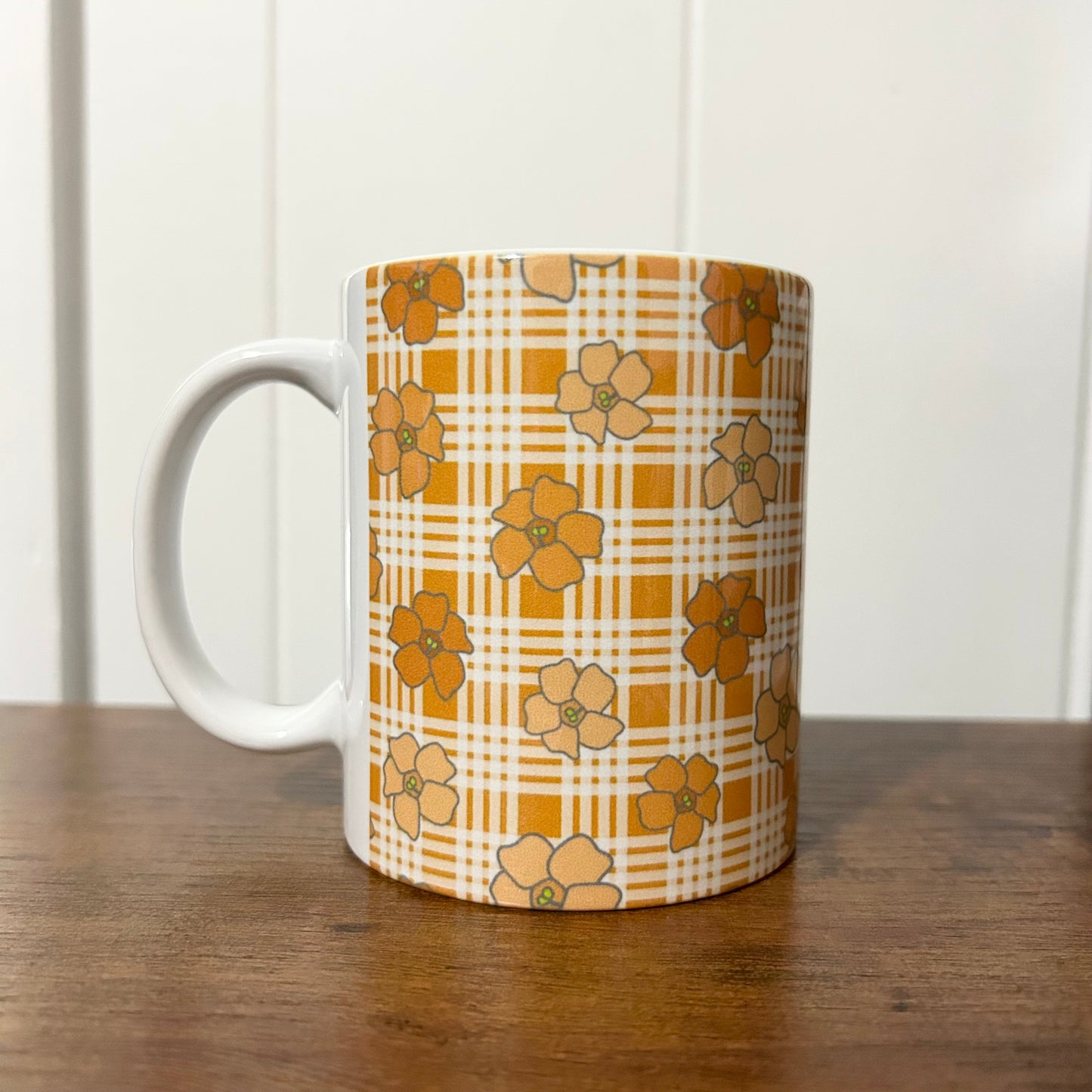 Hawaiian Print Hawaiian Flower Puakenikeni Orange Palaka Mug