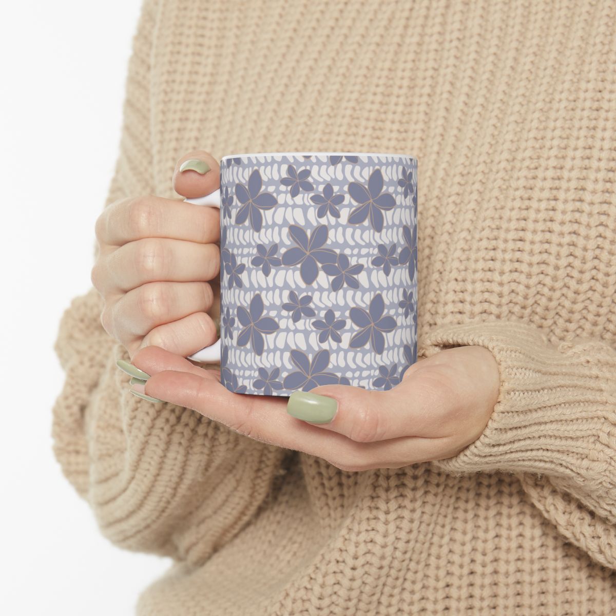 Purple Flower Hebrew Cone Shell Print Mug