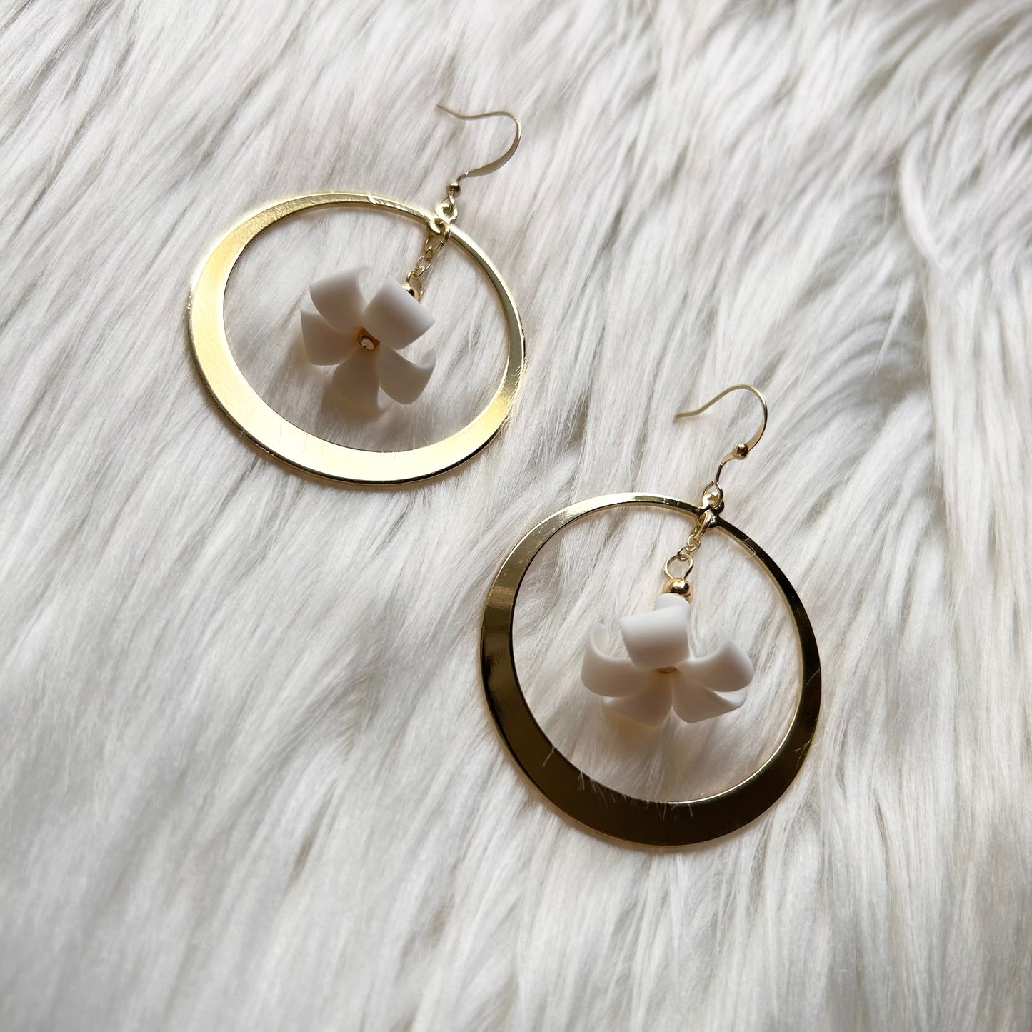 Puakenikeni Flower Gold Plated Hoops Dangle Hoop Earrings | Hawaiian Flower | Gift for her | Mother's Day | Christmas present
