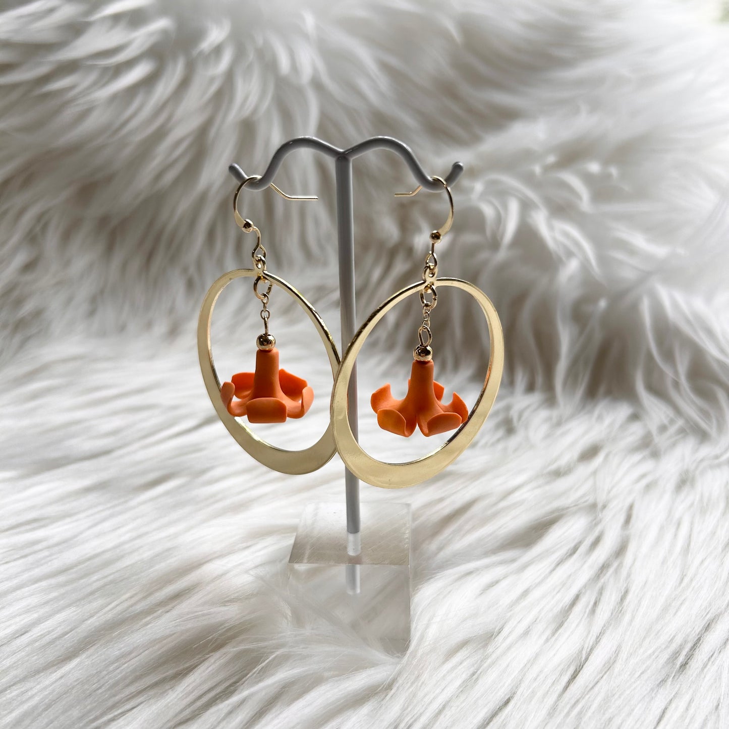 Puakenikeni Flower Gold Plated Hoops Dangle Hoop Earrings | Hawaiian Flower | Gift for her | Mother's Day | Christmas present