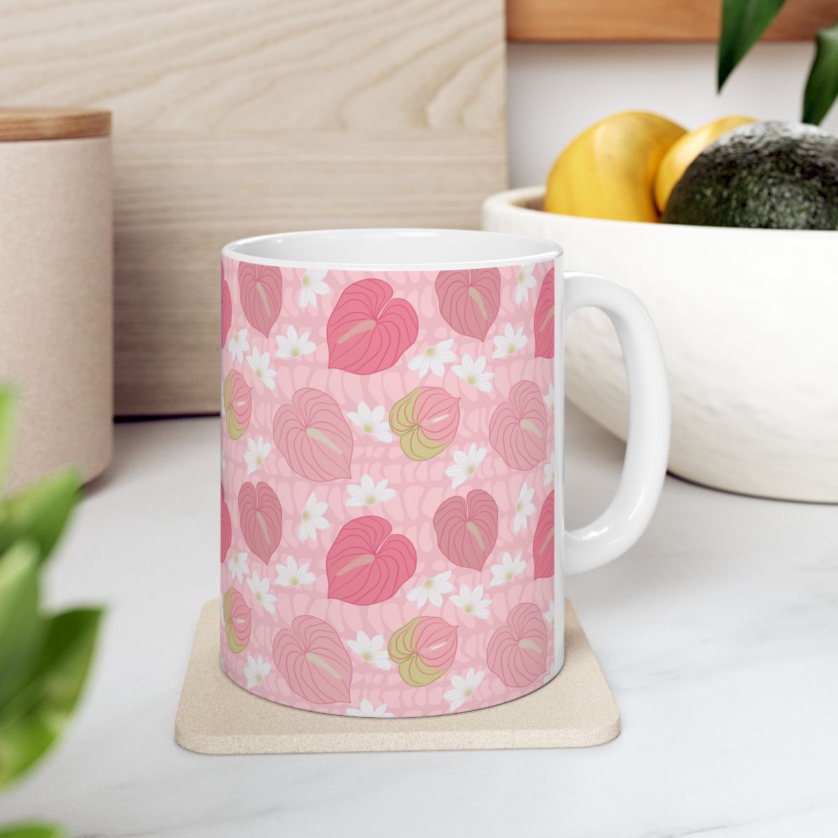 Pink Anthurium Hebrew Cone Shell Print Mug