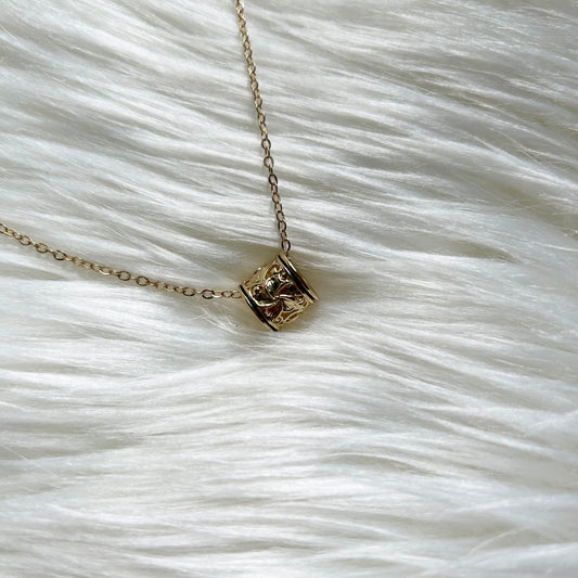 Hawaiian Floral Barrel Gold Plated Chain Necklace (18-20 inches)