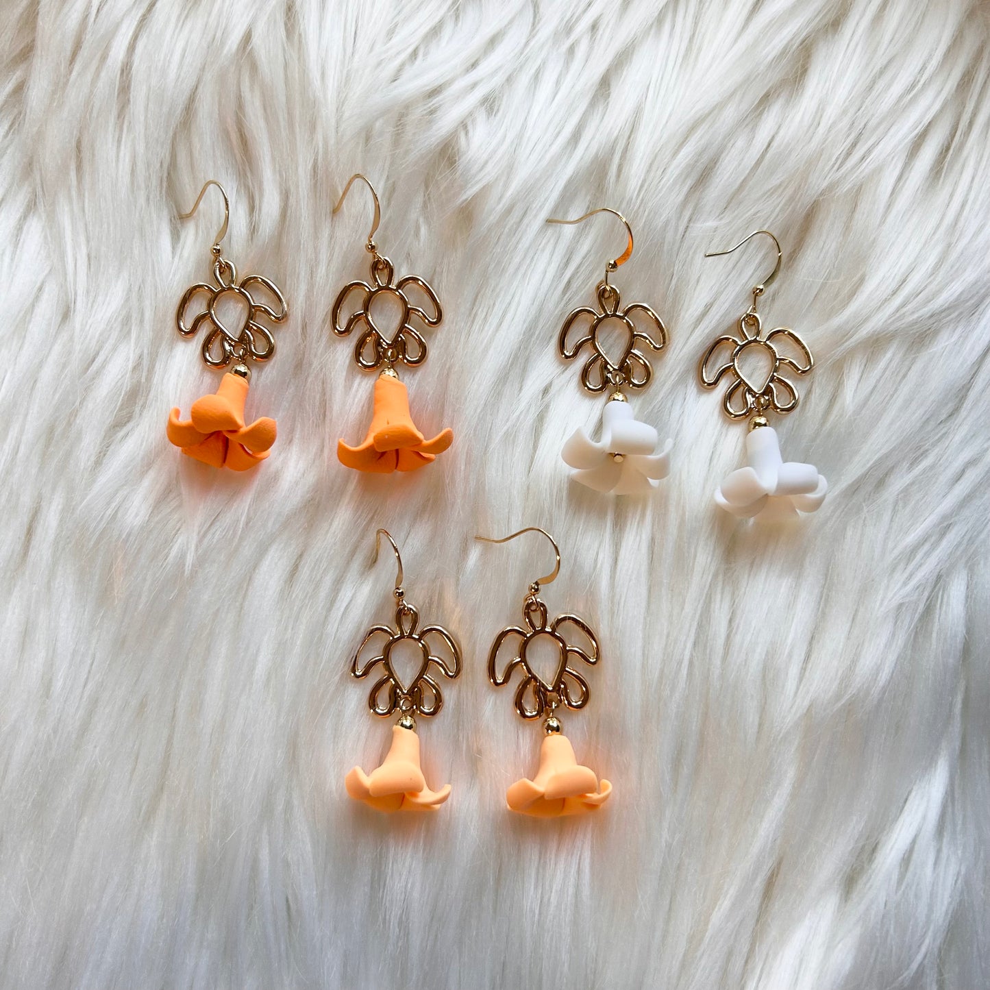 Puakenikeni Flower Gold Plated Honu Turtle Dangle Charm Earrings