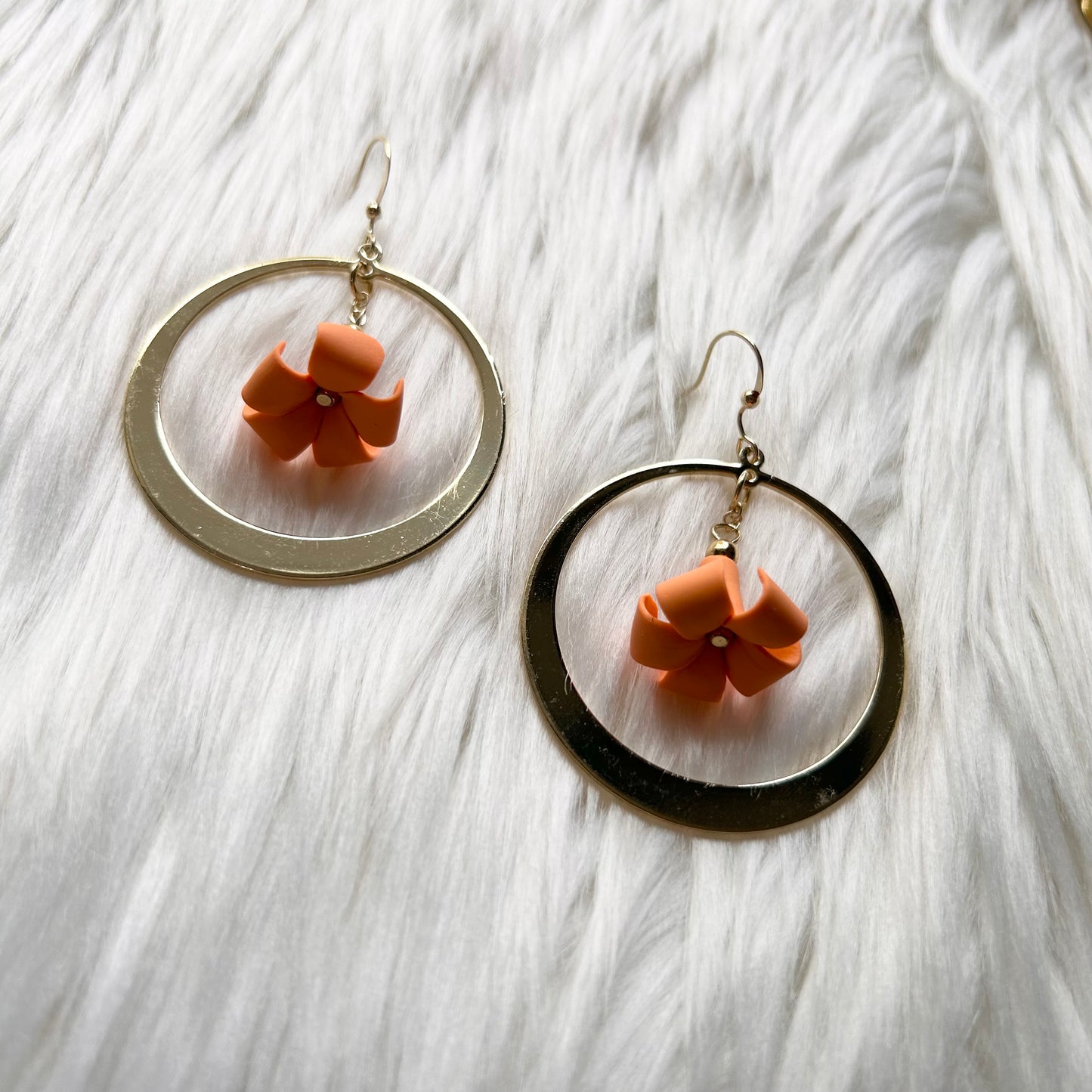 Puakenikeni Flower Gold Plated Hoops Dangle Hoop Earrings | Hawaiian Flower | Gift for her | Mother's Day | Christmas present