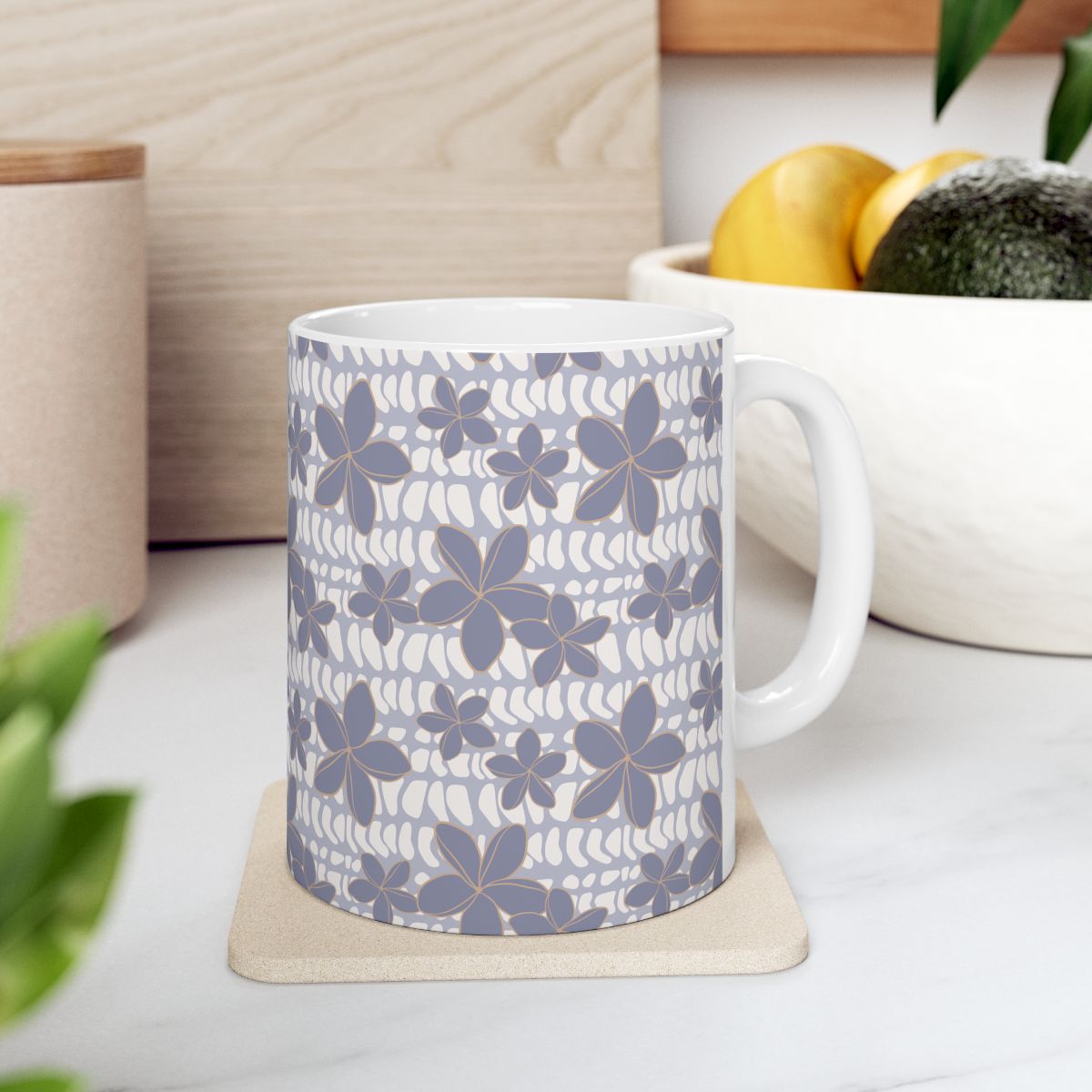 Purple Flower Hebrew Cone Shell Print Mug