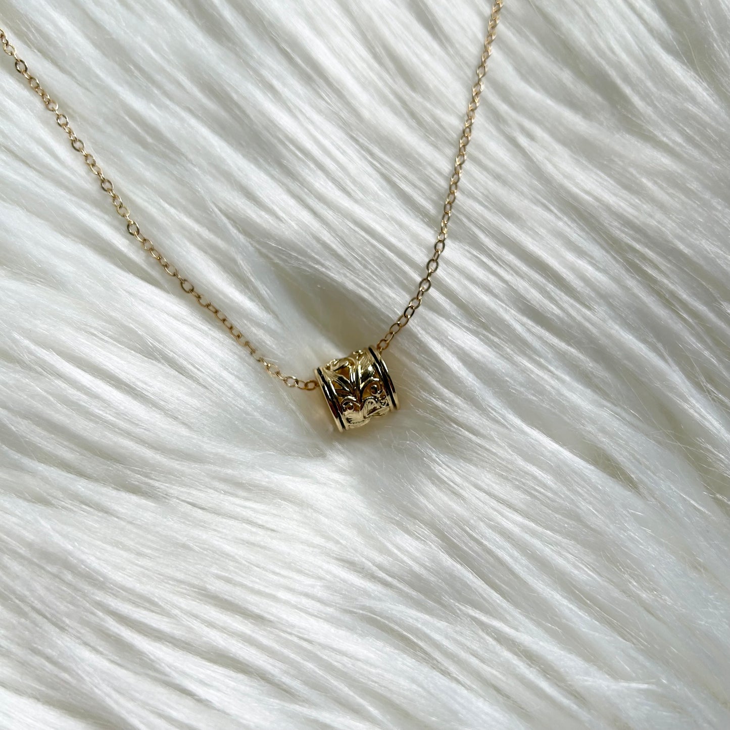 Hawaiian Floral Barrel Gold Plated Chain Necklace (18-20 inches)
