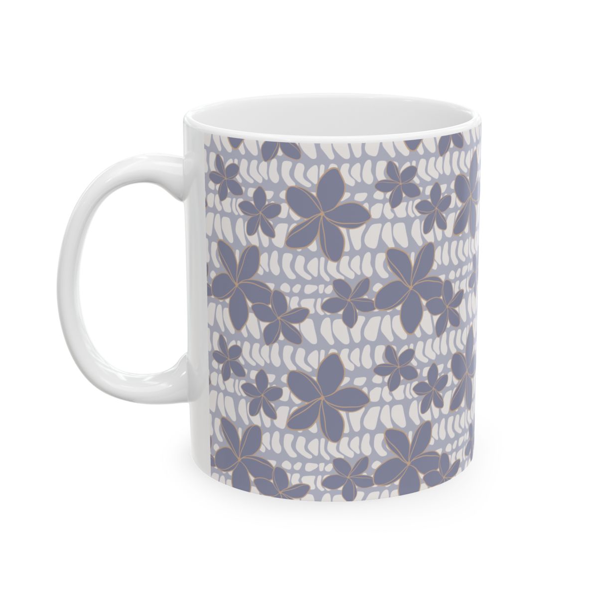 Purple Flower Hebrew Cone Shell Print Mug