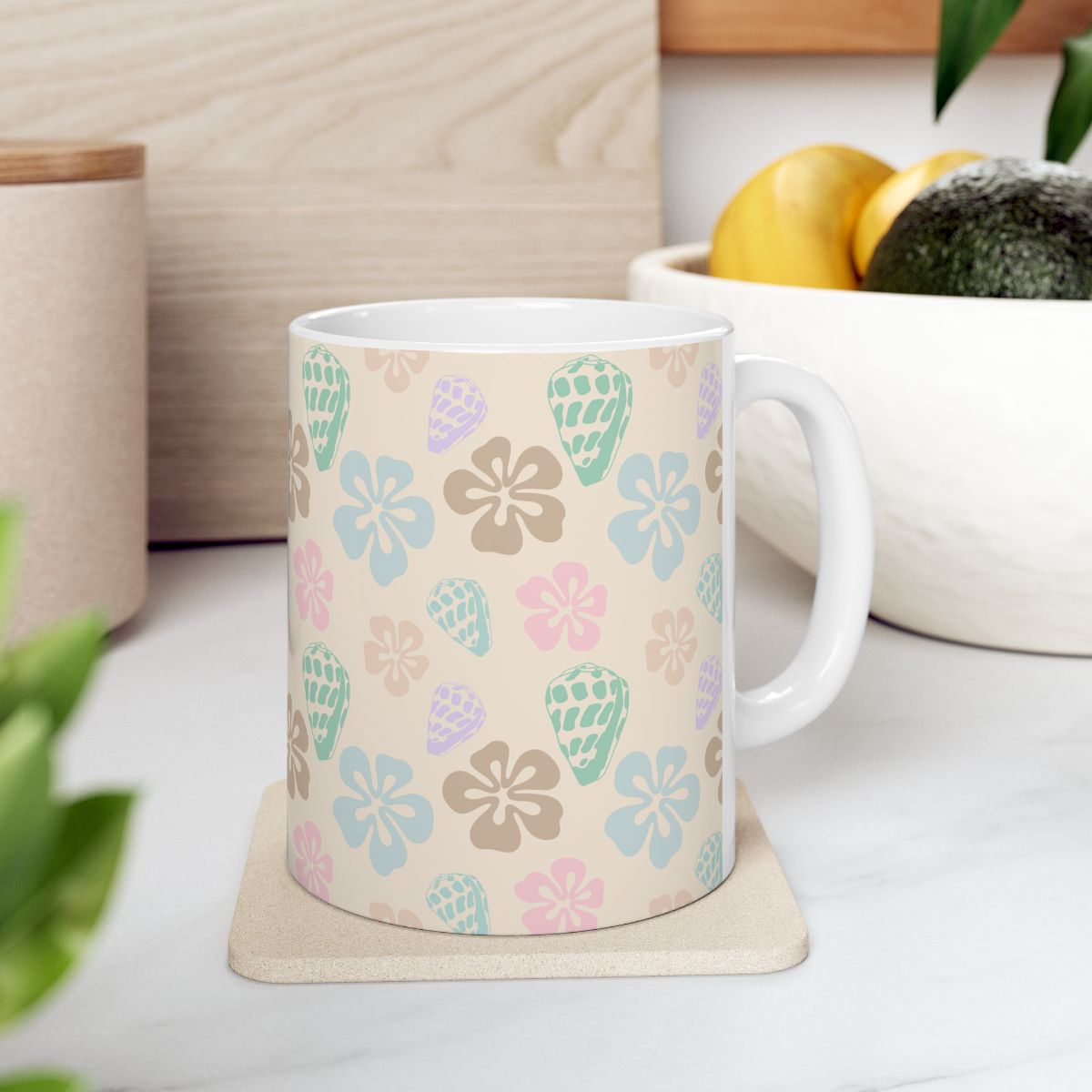 Pastel Flowers | Pastel Hebrew Cone Shell Mug