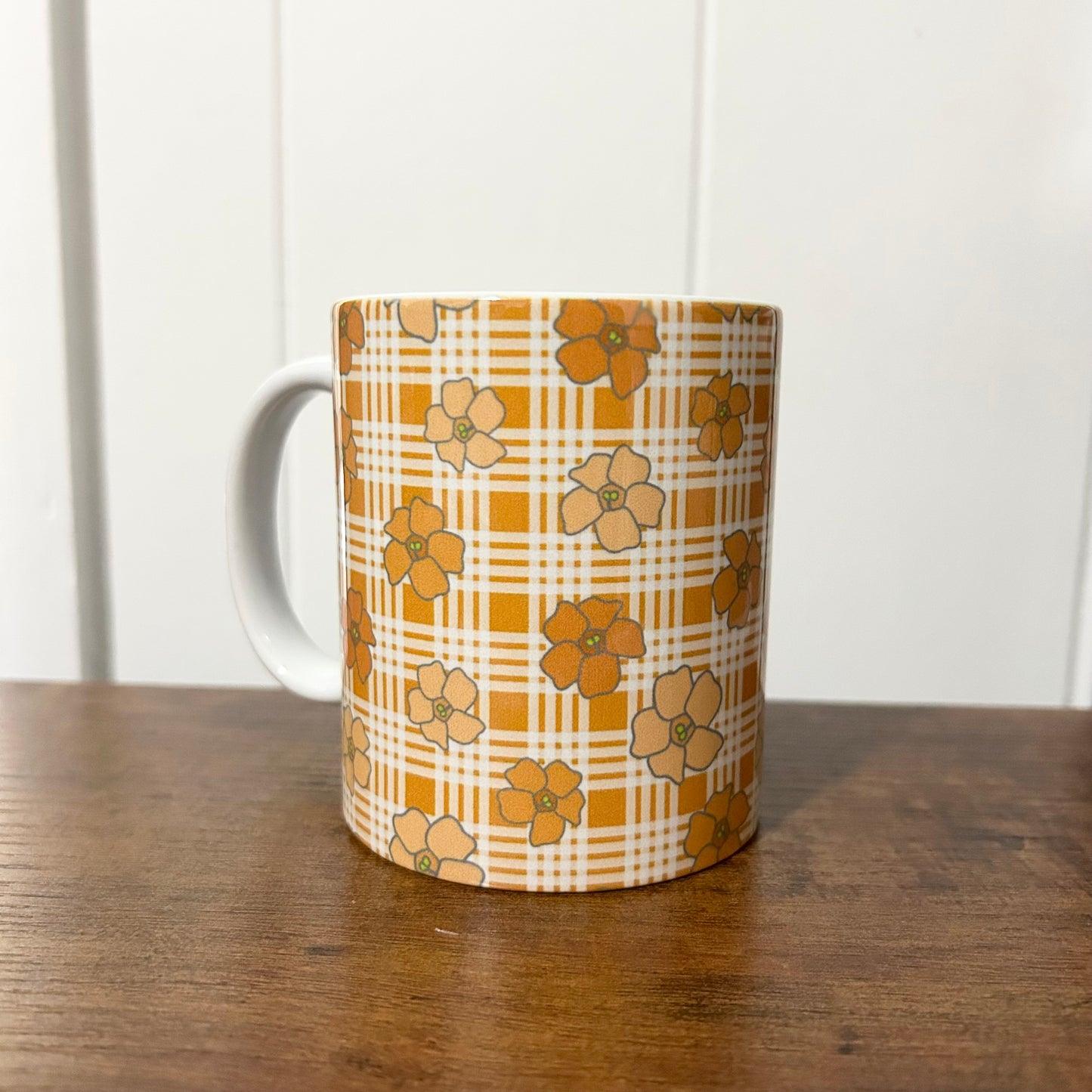 Hawaiian Print Hawaiian Flower Puakenikeni Orange Palaka Mug