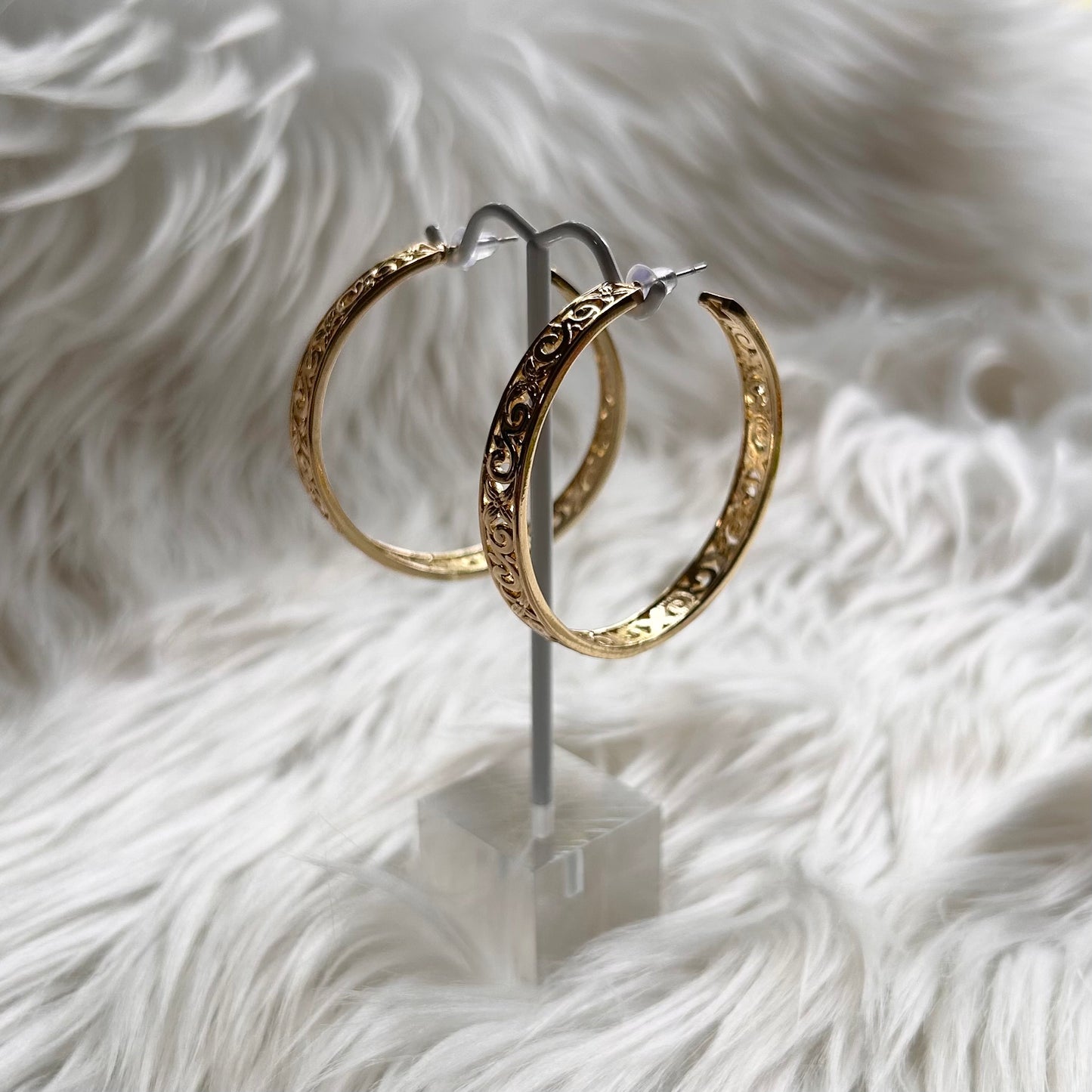 Hawaiian Floral Hoops Hawaiian Print Earrings Gold Plated | Hawaiian Flower | Gift for her | Mother's day | Christmas present