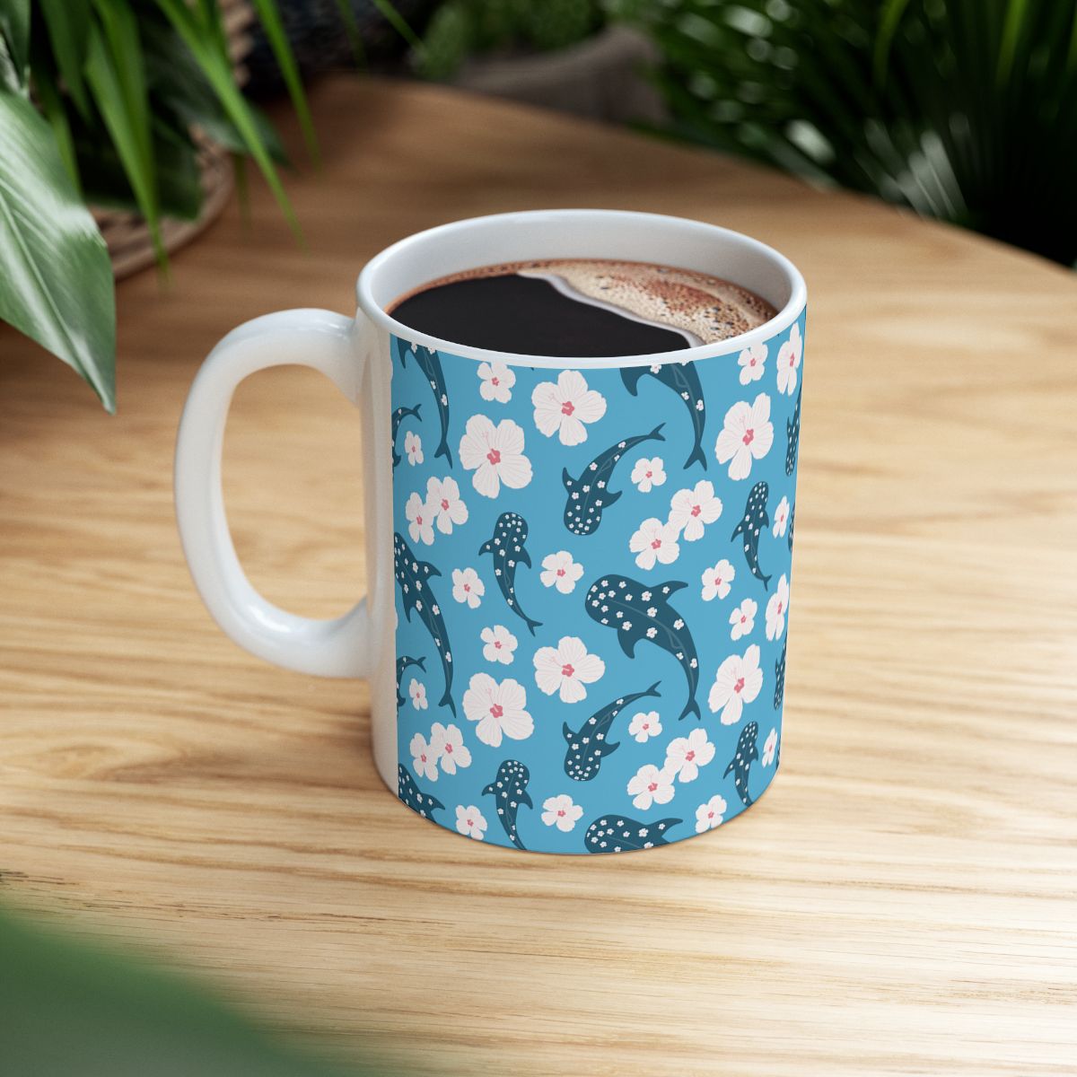 Hibiscus Whale Shark Mug