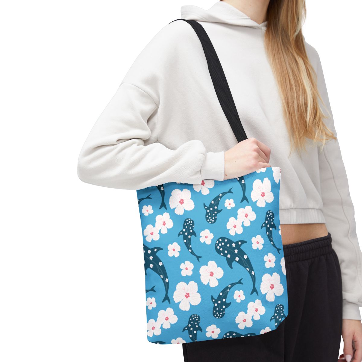 Hibiscus Whale Shark Tote Bag