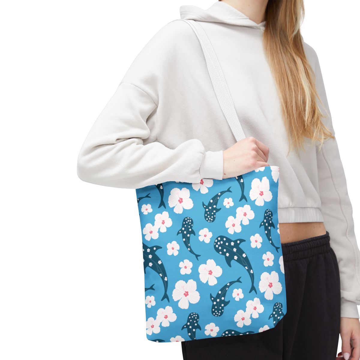 Hibiscus Whale Shark Tote Bag