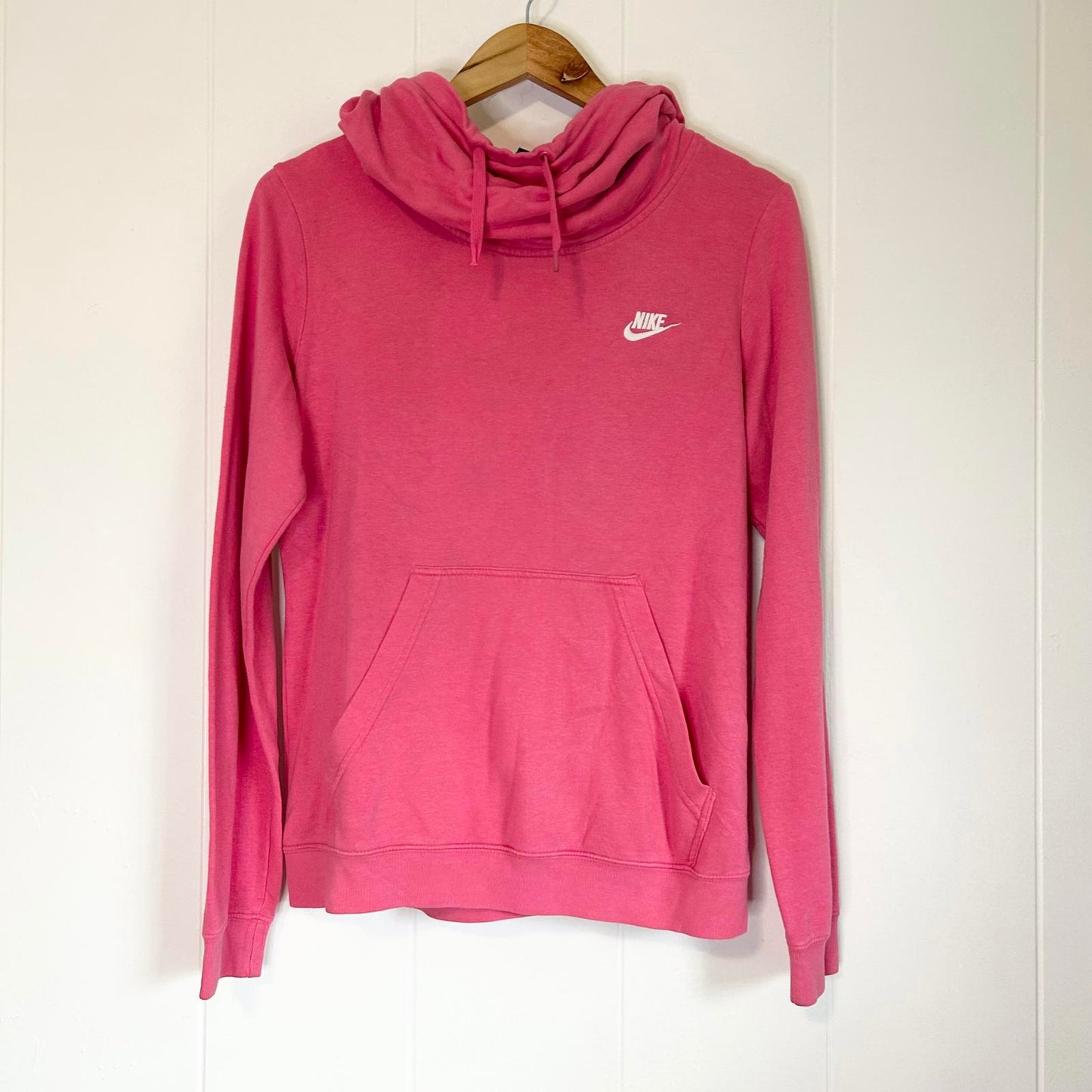 Nike Logo Pink Long Sleeve Pullover Hoodie Jacket Sweater Women's Medium