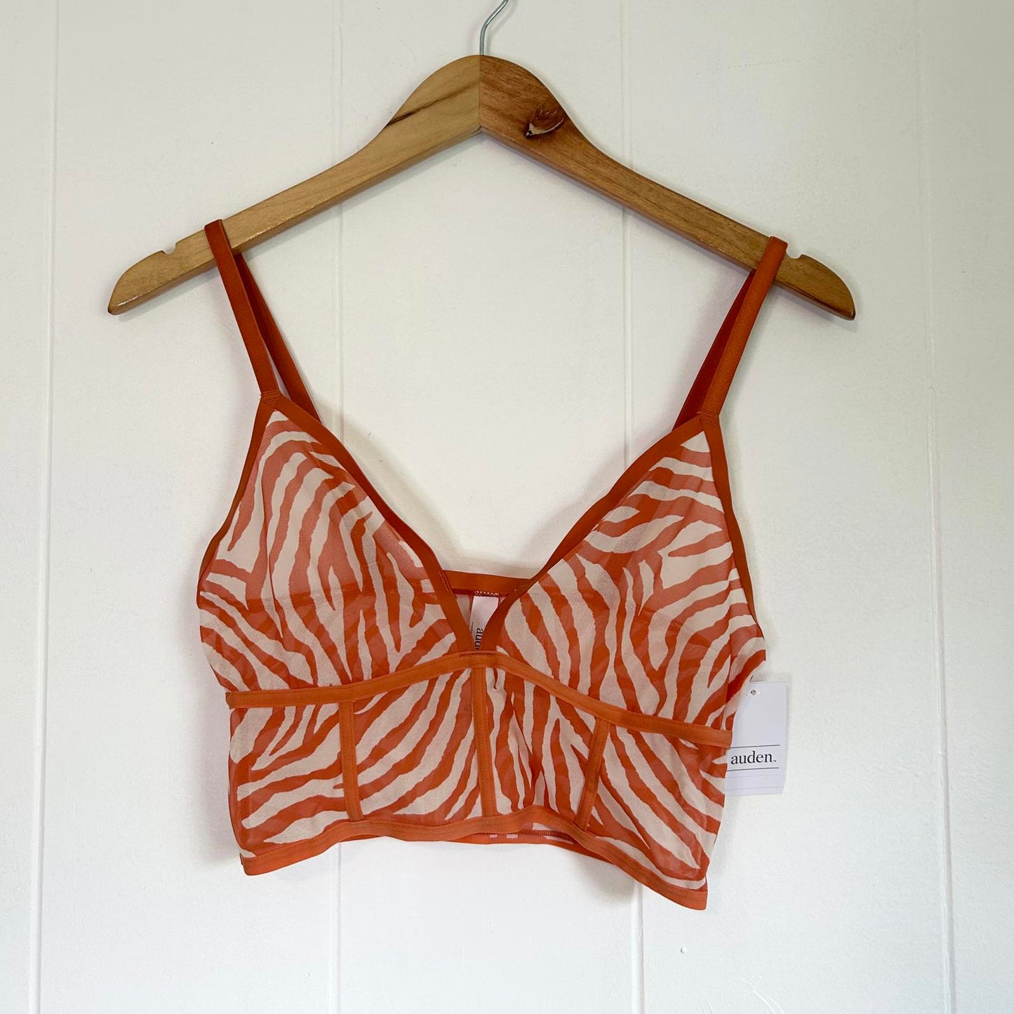 Auden Orange Zebra Print Animal Print Unlined Long Line Bralette - Women's Medium