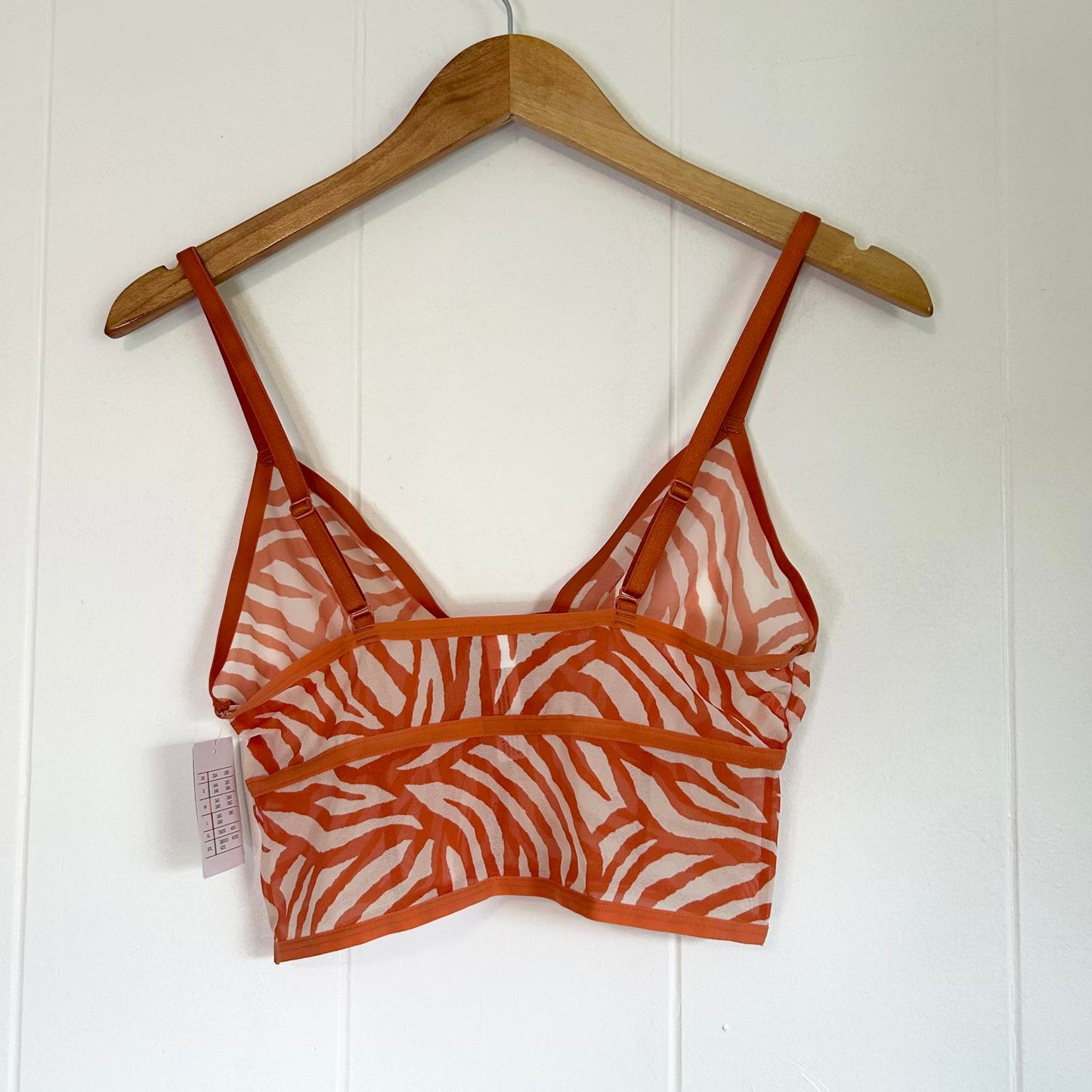 Auden Orange Zebra Print Animal Print Unlined Long Line Bralette - Women's Medium