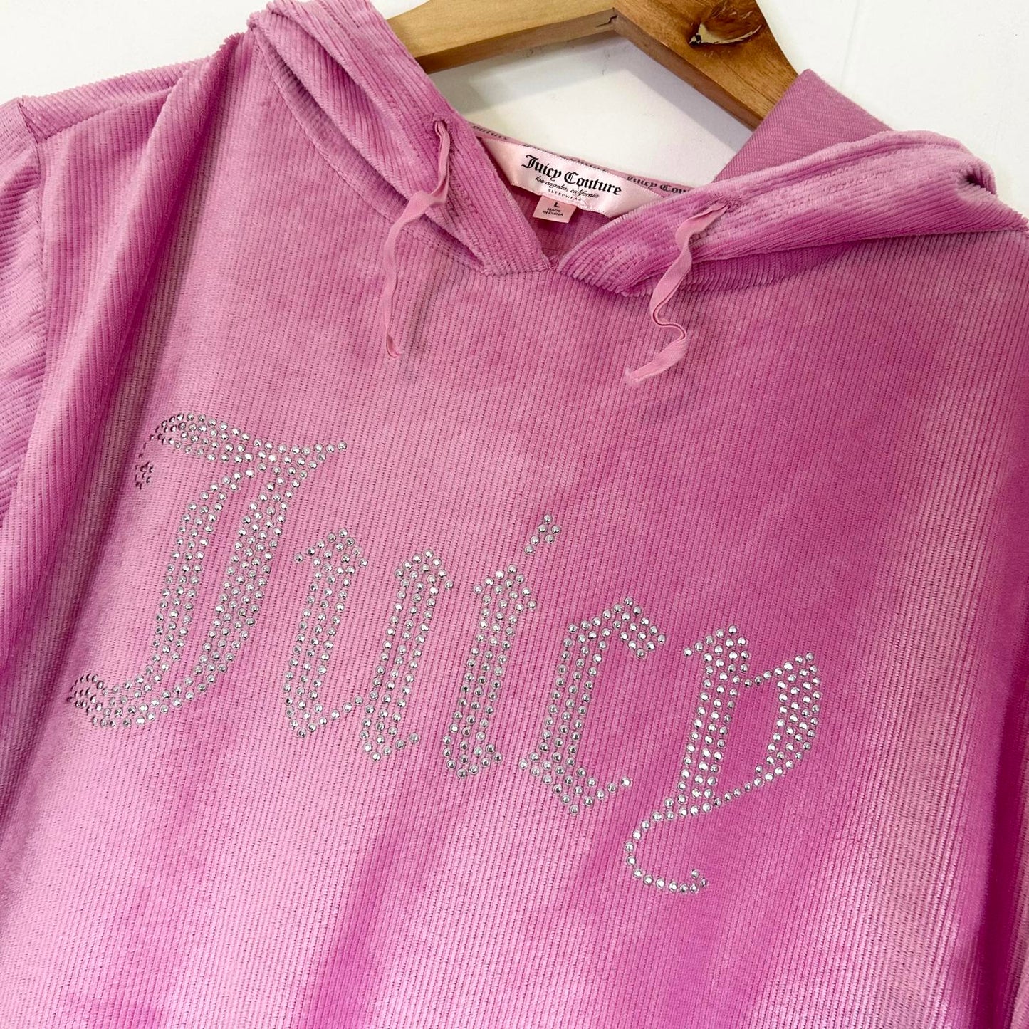 Juicy Couture Pink Velour Velvet Pullover Hoodie Sweatpants Set - Women's Large