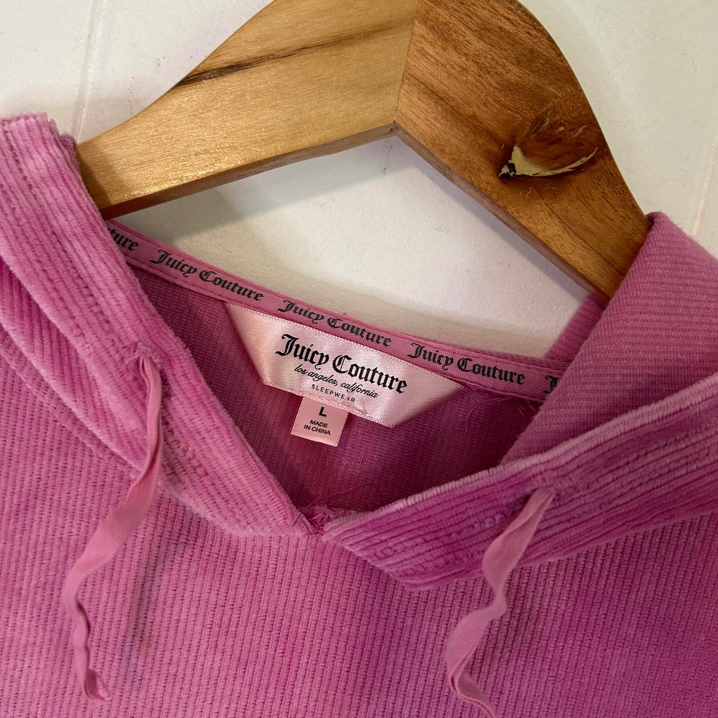 Juicy Couture Pink Velour Velvet Pullover Hoodie Sweatpants Set - Women's Large