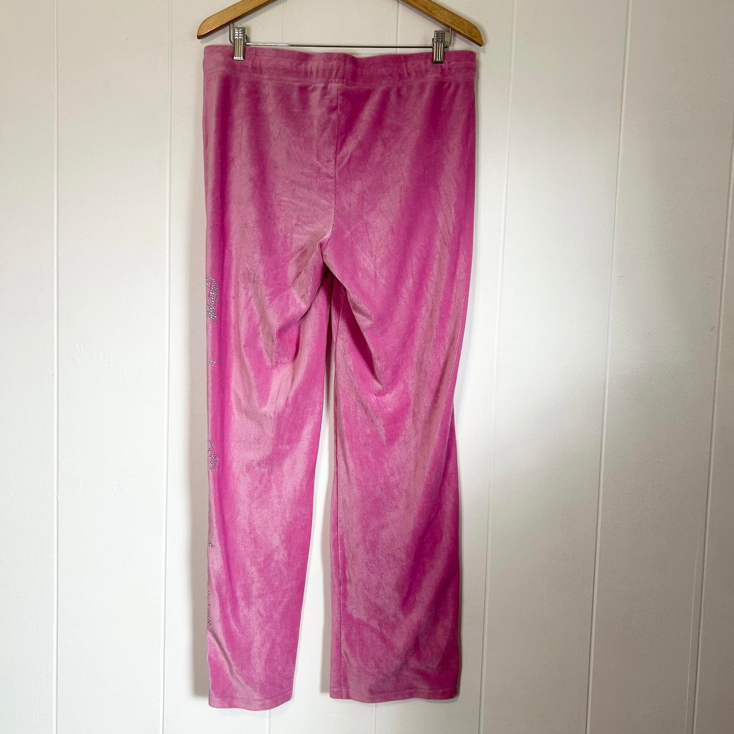 Juicy Couture Pink Velour Velvet Pullover Hoodie Sweatpants Set - Women's Large