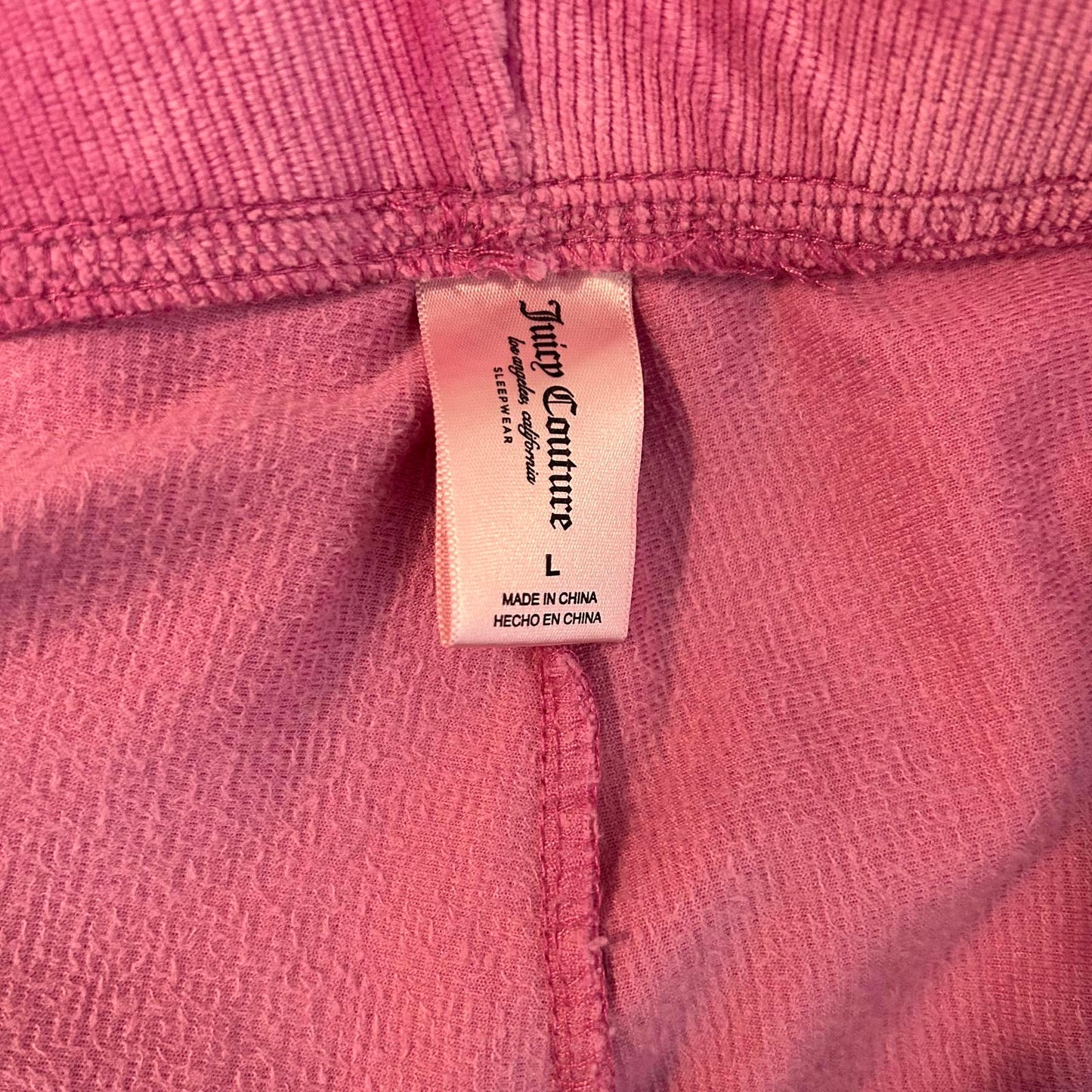 Juicy Couture Pink Velour Velvet Pullover Hoodie Sweatpants Set - Women's Large