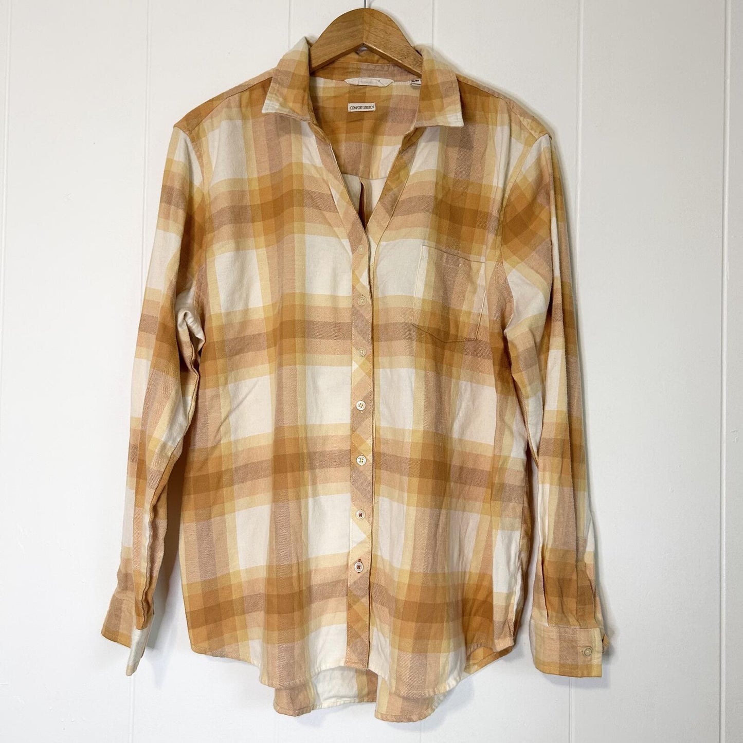 Weatherproof Vintage Yellow Mustard Long Sleeve Button Down Flannel - Women's XL