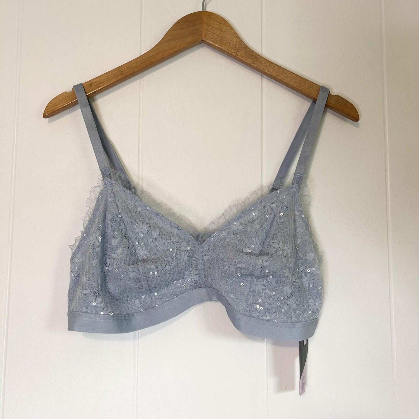Wild Fable Blue Sequin Floral Lace Ruffle Bralette - Women's XXL