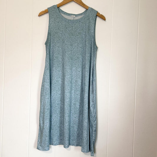 Palmwave Hawaii Blue Monstera Tropical Sleeveless Mini Dress - Women's 2XL