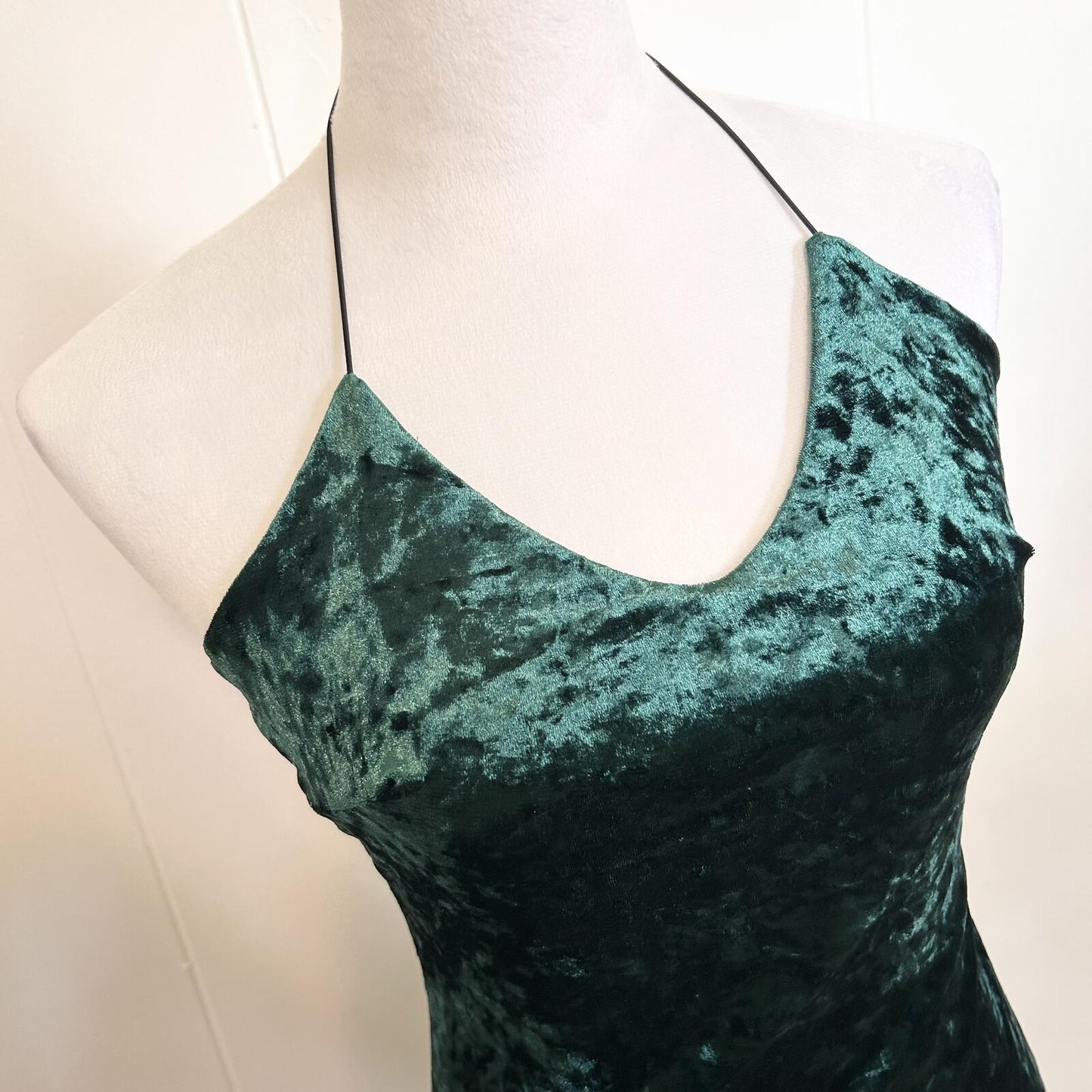 Fashion Nova Green Velvet Bodycon Midi Halter Dress - Women's Medium