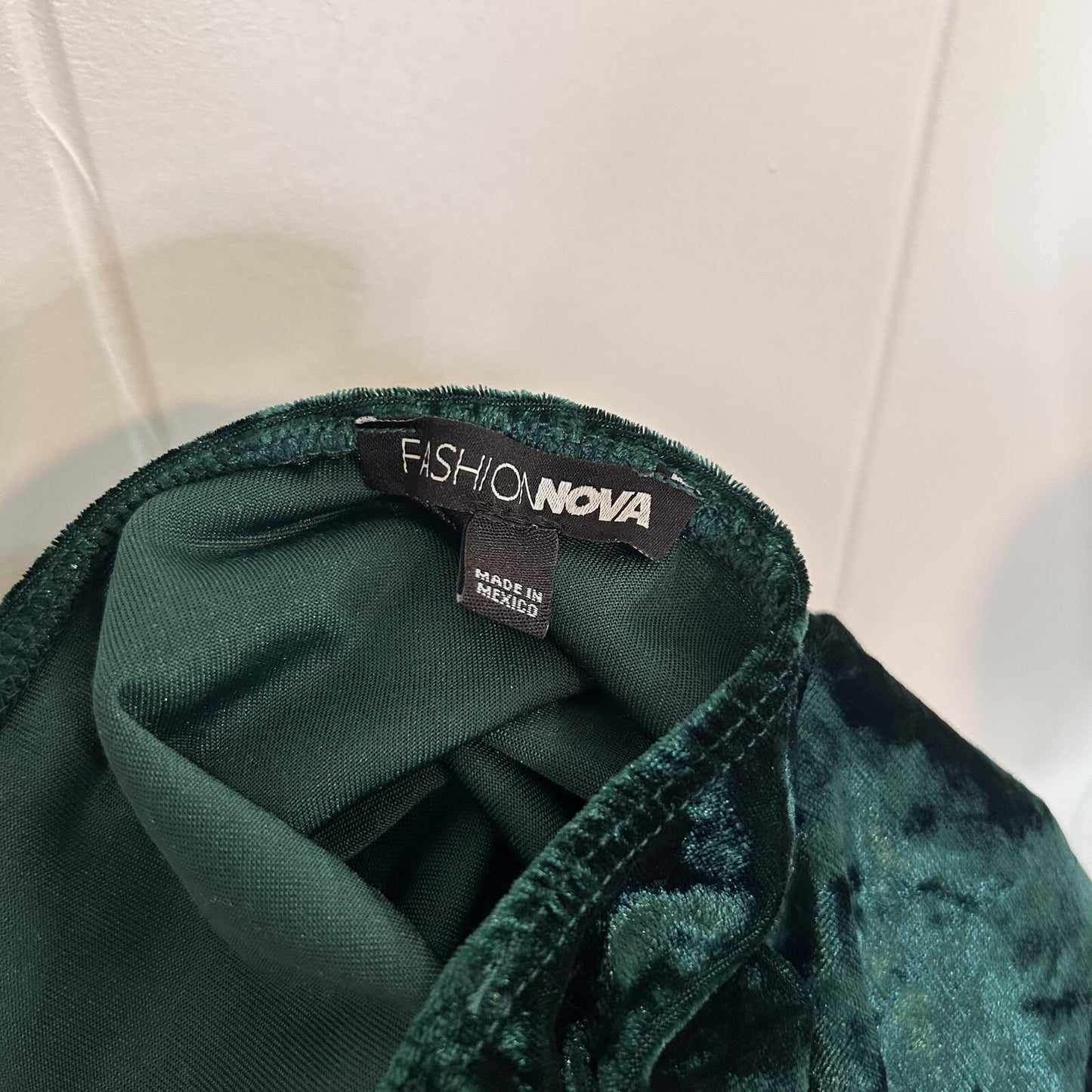 Fashion Nova Green Velvet Bodycon Midi Halter Dress - Women's Medium