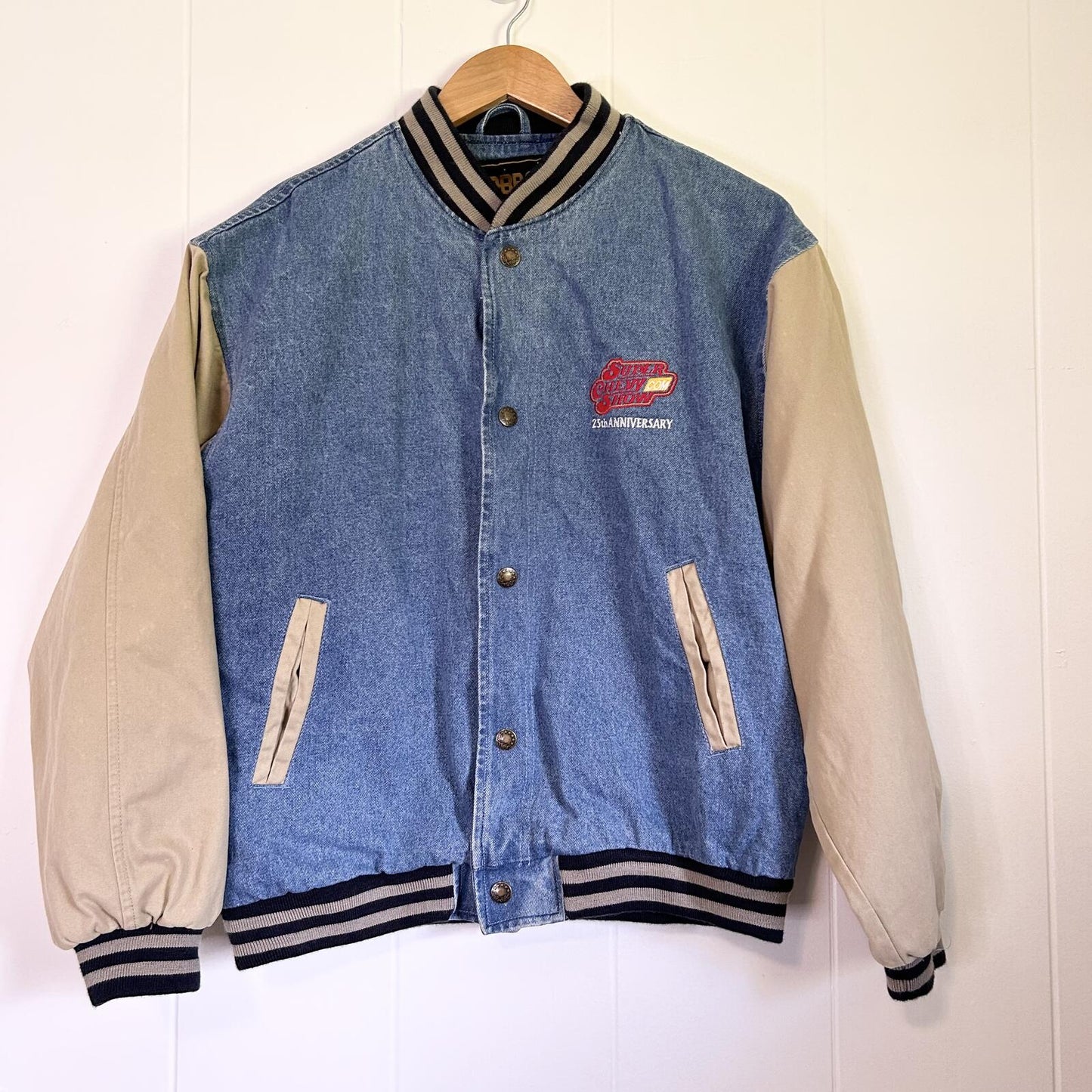 Vintage Super Chevy Show 25th Anniversary Denim Jacket Bomber Jacket - Men's Large