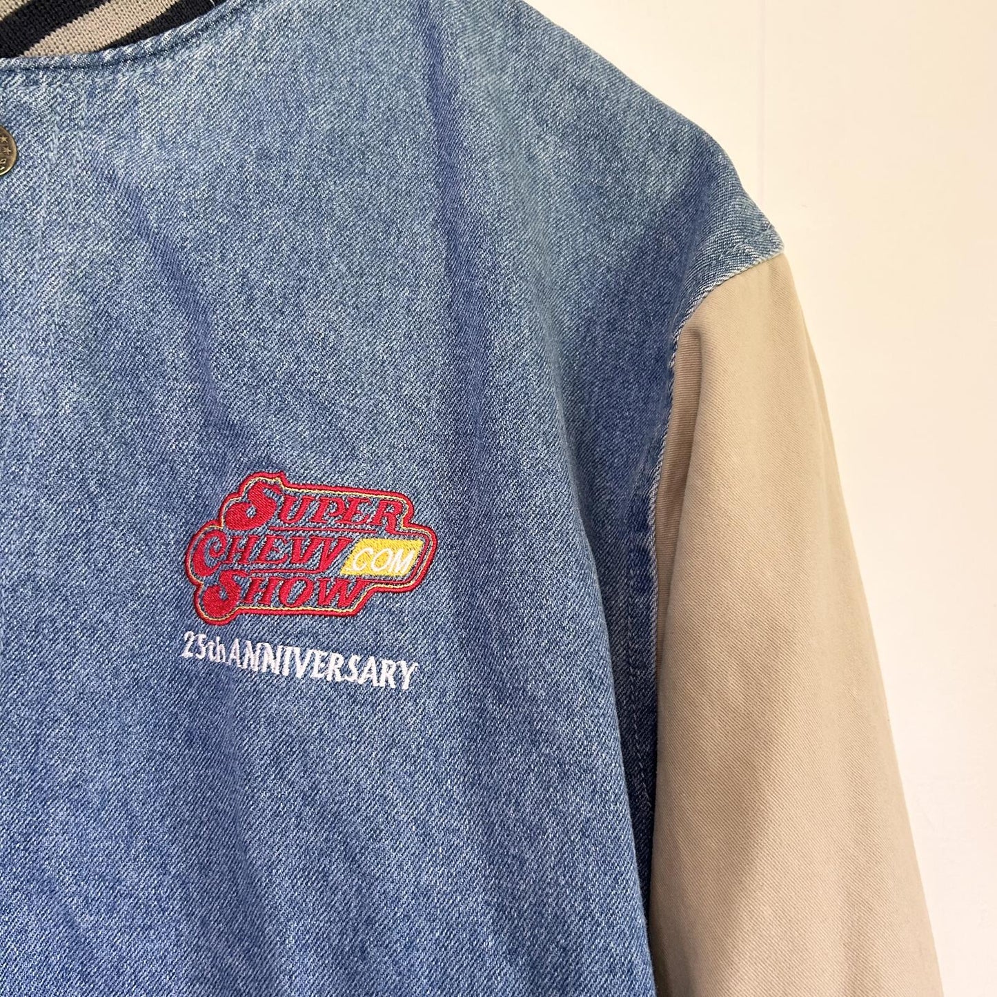 Vintage Super Chevy Show 25th Anniversary Denim Jacket Bomber Jacket - Men's Large