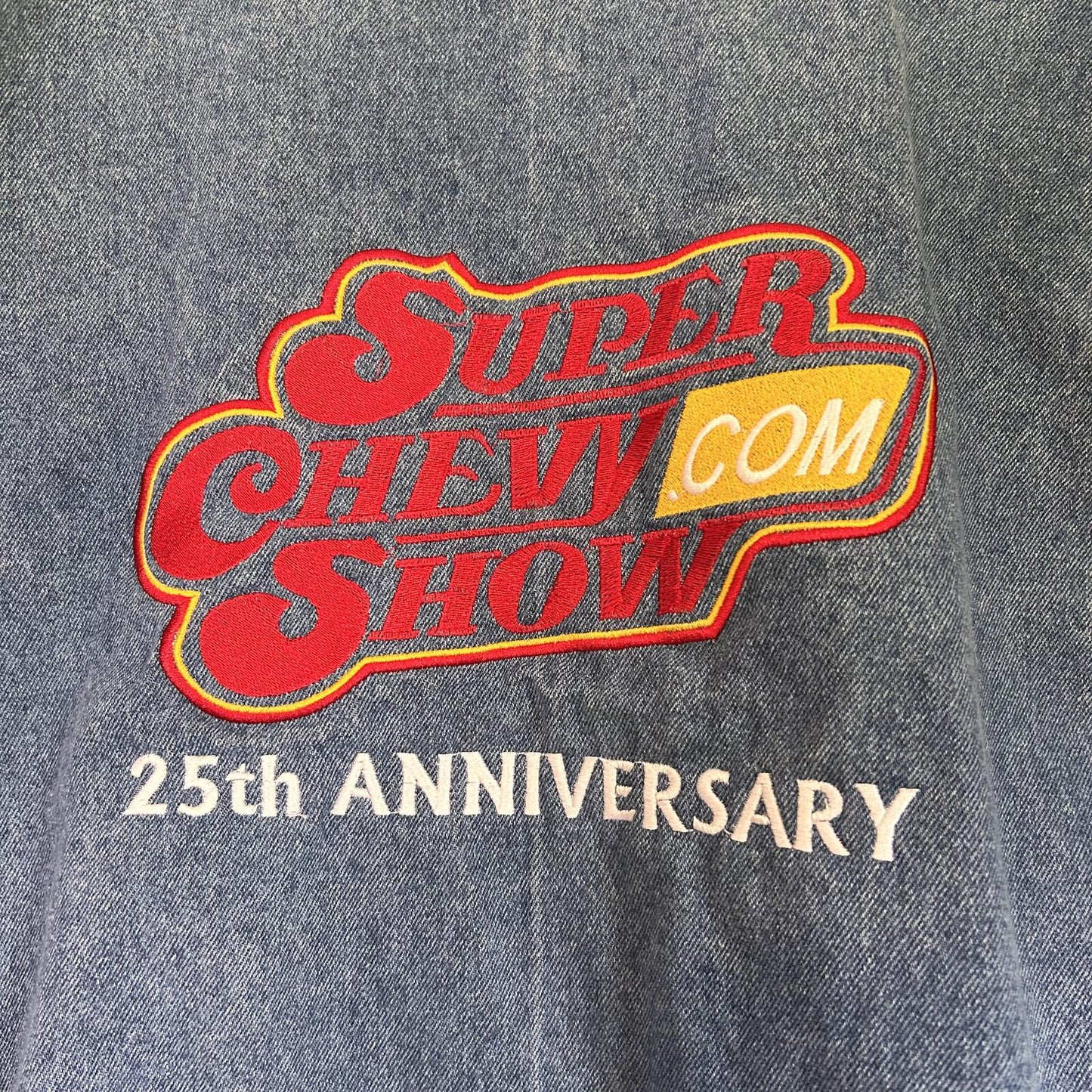 Vintage Super Chevy Show 25th Anniversary Denim Jacket Bomber Jacket - Men's Large