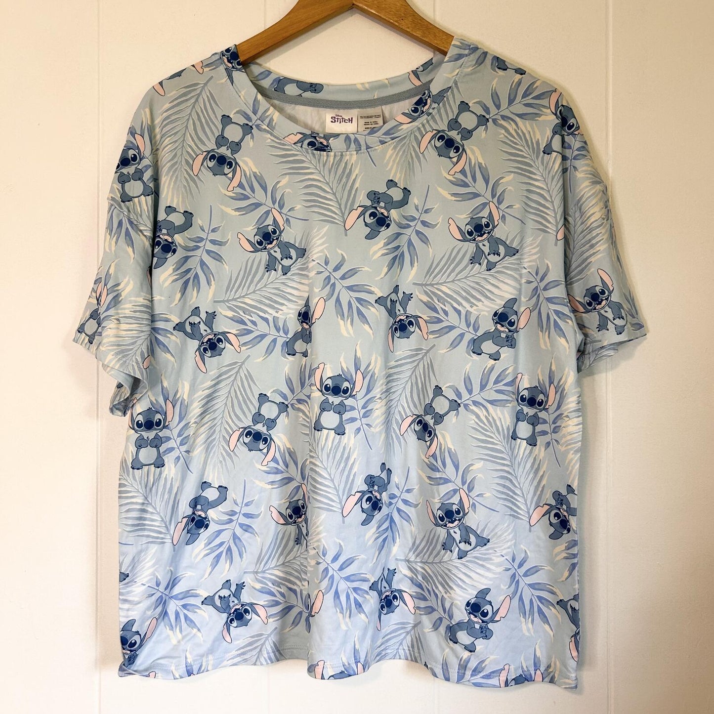 Disney Lilo & Stitch Blue Short Sleeve Shirt Shorts Pajama Set - Women's X-Large