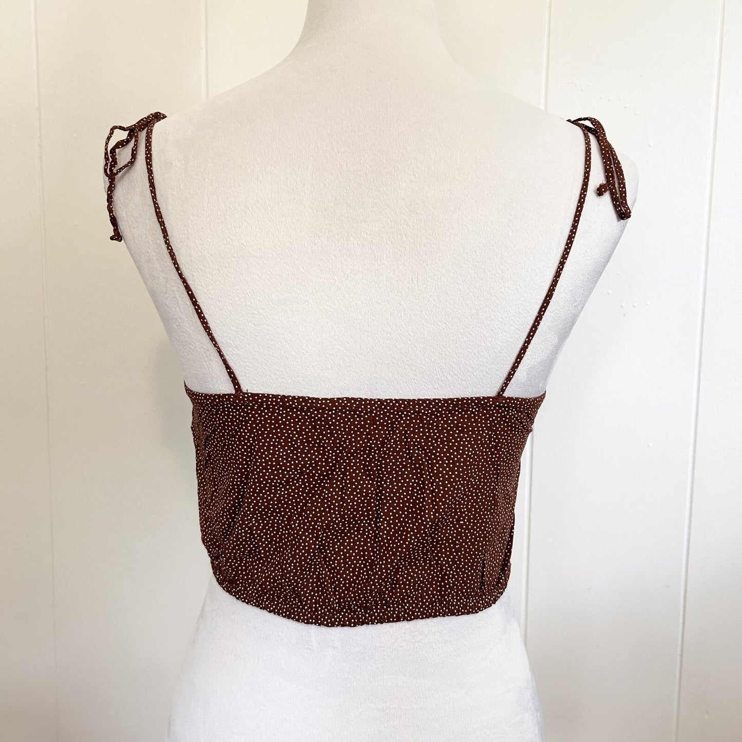 Abercrombie & Fitch Polka Dot Button Tie Strap Crop Tank Top - Women's XS