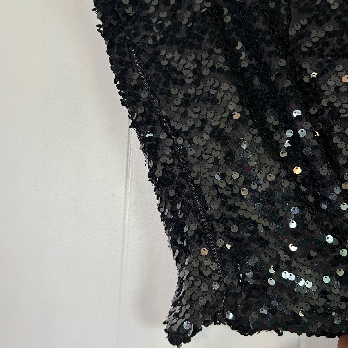 Guess Black Sequins V-Cut Sexy Sparkle Shimmer Spaghetti Strap Top - Women's Large