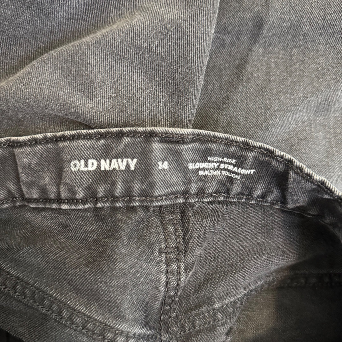 Old Navy Gray High Rise Slouchy Straight Built in Tough Denim Jeans - Women's 14