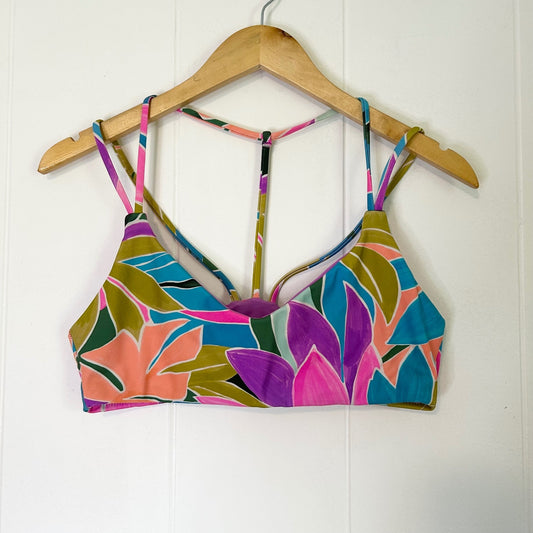 Hurley Colorful Floral Tropical Strappy Bikini Top Swimwear - Women's Large