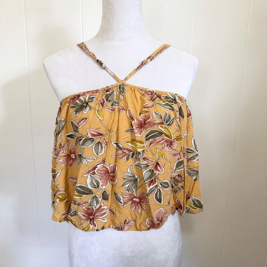 Saints & Hearts - Floral Halter Crop Top Blouse - Women's Large