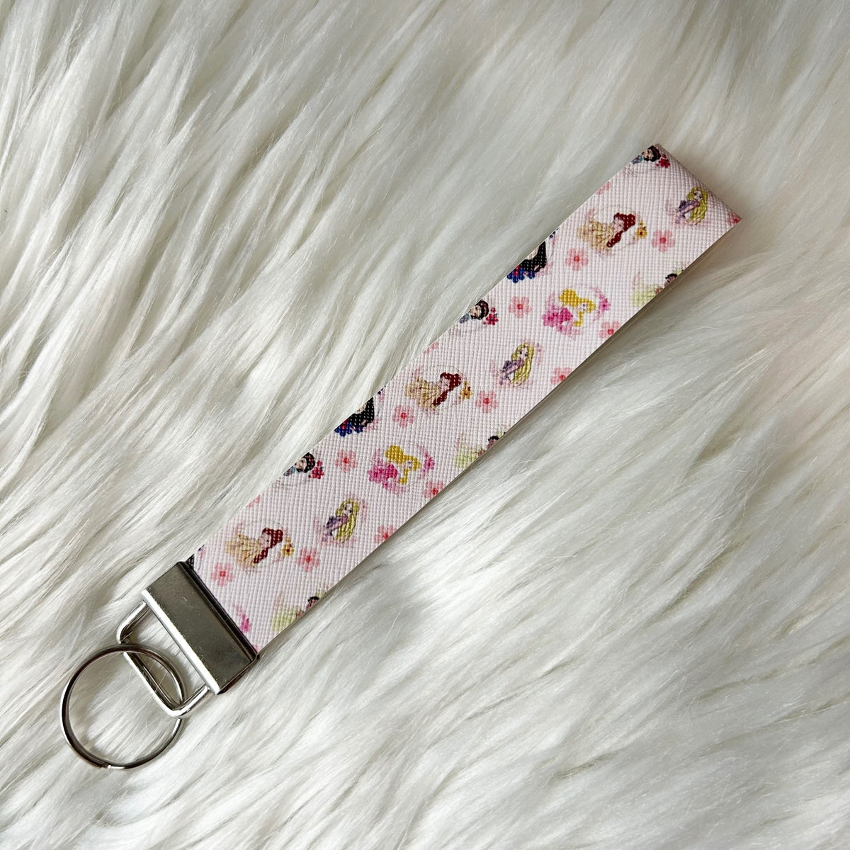 Disney Princess Floral Dainty Faux Leather Fashion Key Fob Keychains Wristlet