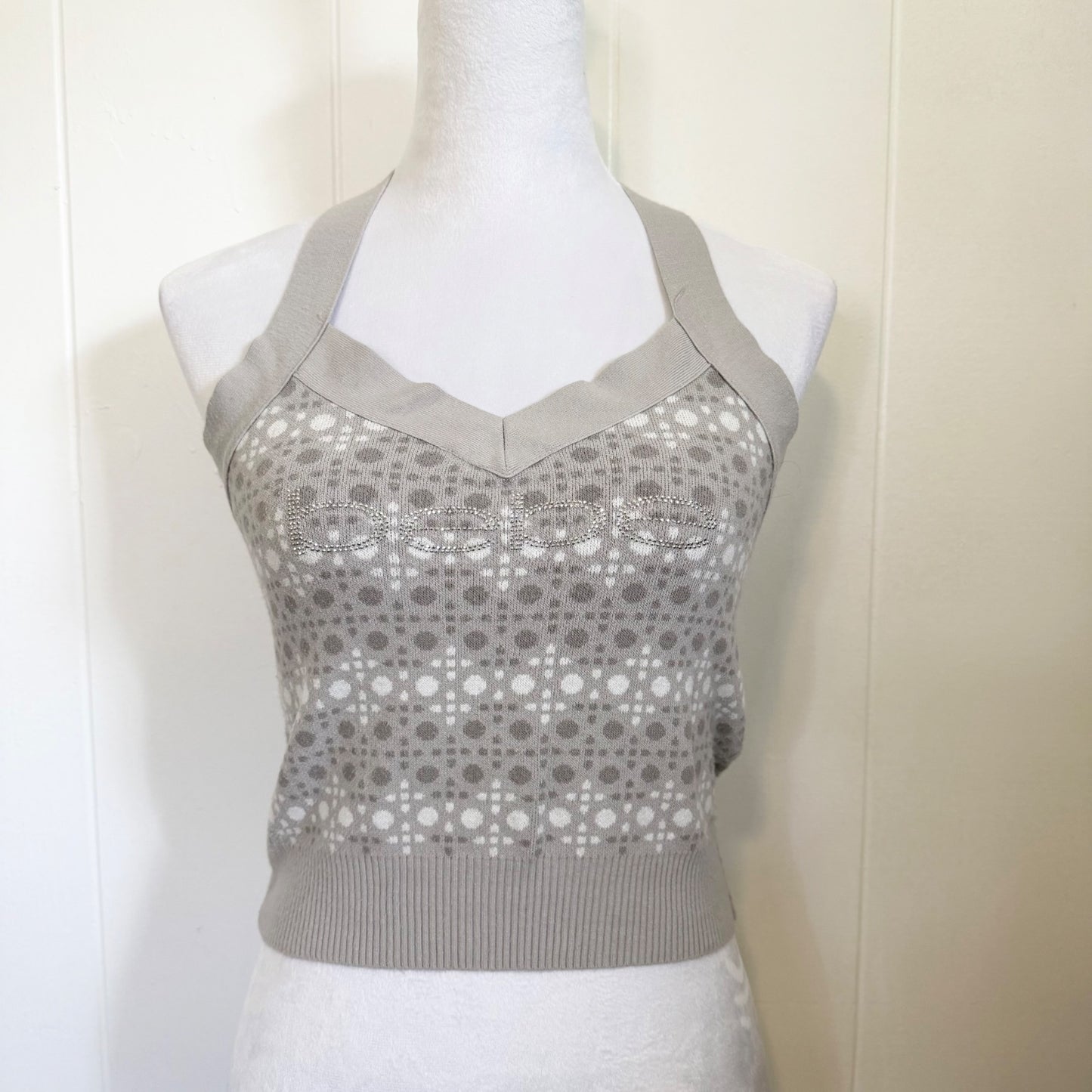 y2k Bebe Logo Bedazzled Halter Top - Women's Medium