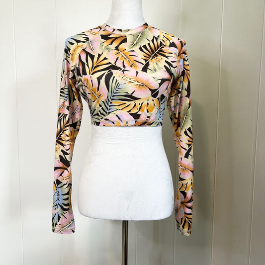 Billabong Floral Tropical Long Sleeve Swim Top Rashguard Swimwear - Women's Medium