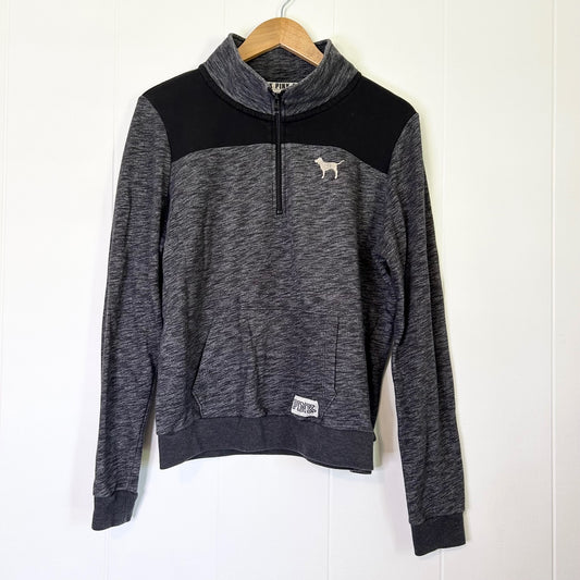 Victoria’s Secret PINK Gray Qtr Zip Long Sleeve Pullover Sweater - Women's Large